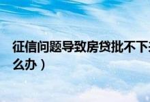 征信问题导致房贷批不下来（征信有问题房贷批不下来该怎么办）