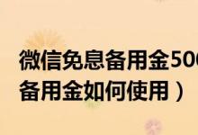 微信免息备用金500元怎么开通（微信的免息备用金如何使用）