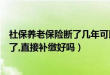 社保养老保险断了几年可以补缴吗（社保养老保险中断一年了,直接补缴好吗）