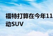 福特打算在今年11月取笑Mustang风格的电动SUV