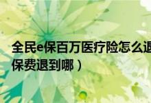 全民e保百万医疗险怎么退保（E诺百万住院医疗保险退保后保费退到哪）