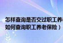 怎样查询是否交过职工养老保险（什么是职工基本养老保险如何查询职工养老保险）