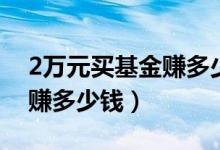 2万元买基金赚多少（2万元买基金一年可以赚多少钱）