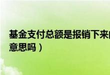 基金支付总额是报销下来的钱吗（基金支付是不就是报销的意思吗）