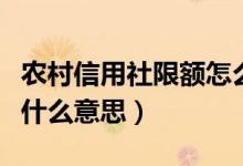 农村信用社限额怎么样调整（农村信用社限额什么意思）