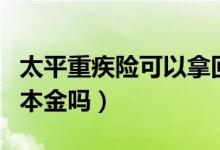 太平重疾险可以拿回本金吗（重疾险可以拿回本金吗）