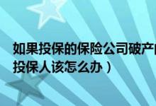 如果投保的保险公司破产的话保单该怎么办（保险公司破产投保人该怎么办）