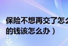 保险不想再交了怎么办（保险不想交了以前交的钱该怎么办）