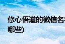 修心悟道的微信名字(修心悟道的微信名字有哪些)