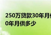 250万贷款30年月供多少钱 房贷贷款250万30年月供多少