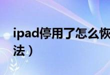 ipad停用了怎么恢复（ipad停用不用电脑方法）