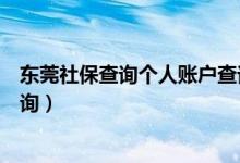 东莞社保查询个人账户查询网址是多少（东莞市社保个人查询）