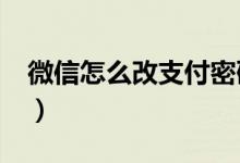 微信怎么改支付密码?（微信怎么改支付密码）