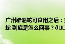 广州辟谣蛇可食用之后：知名餐厅收手暗访发现有食肆仍卖蛇 到底是怎么回事？