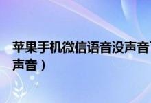 苹果手机微信语音没声音了怎么设置（苹果手机微信语音没声音）