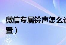 微信专属铃声怎么设置（微信专属铃声如何设置）