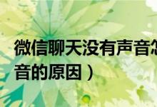 微信聊天没有声音怎么回事（微信聊天没有声音的原因）