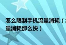 怎么限制手机流量消耗（怎样控制流量啊为什么用这手机流量消耗那么快）