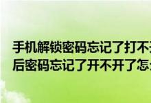 手机解锁密码忘记了打不开怎么解（手机设置的解锁图案然后密码忘记了开不开了怎么办）