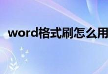 word格式刷怎么用（word格式刷的用法）