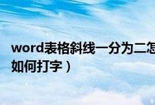 word表格斜线一分为二怎么打字（word表格斜线一分为二如何打字）