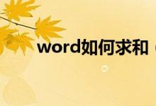 word如何求和（word的求和方法）